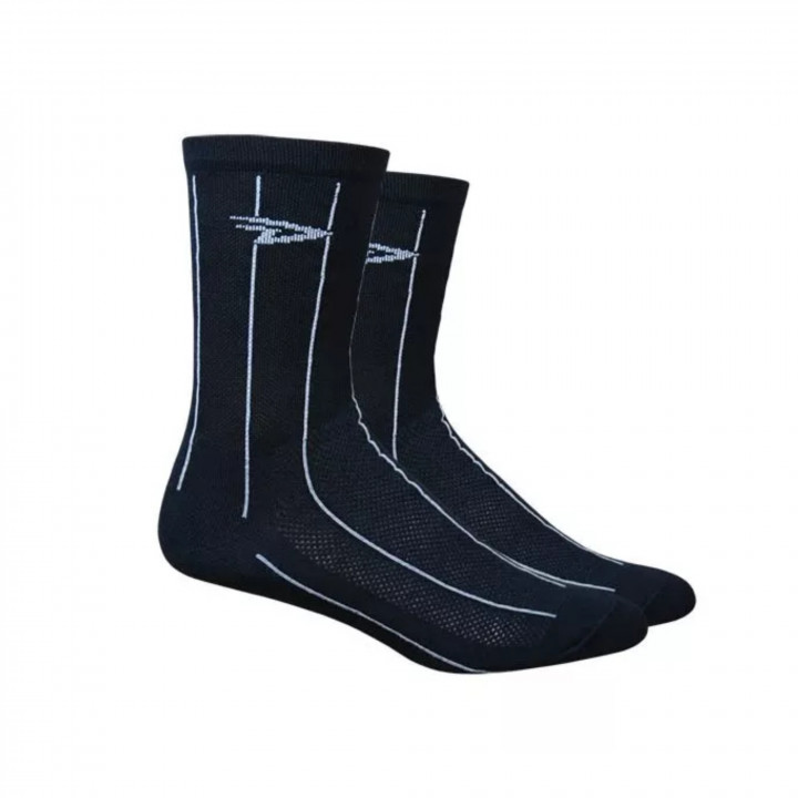 Chaussettes Defeet Aireator noir rayé en vente sur cyclonesocks.com.